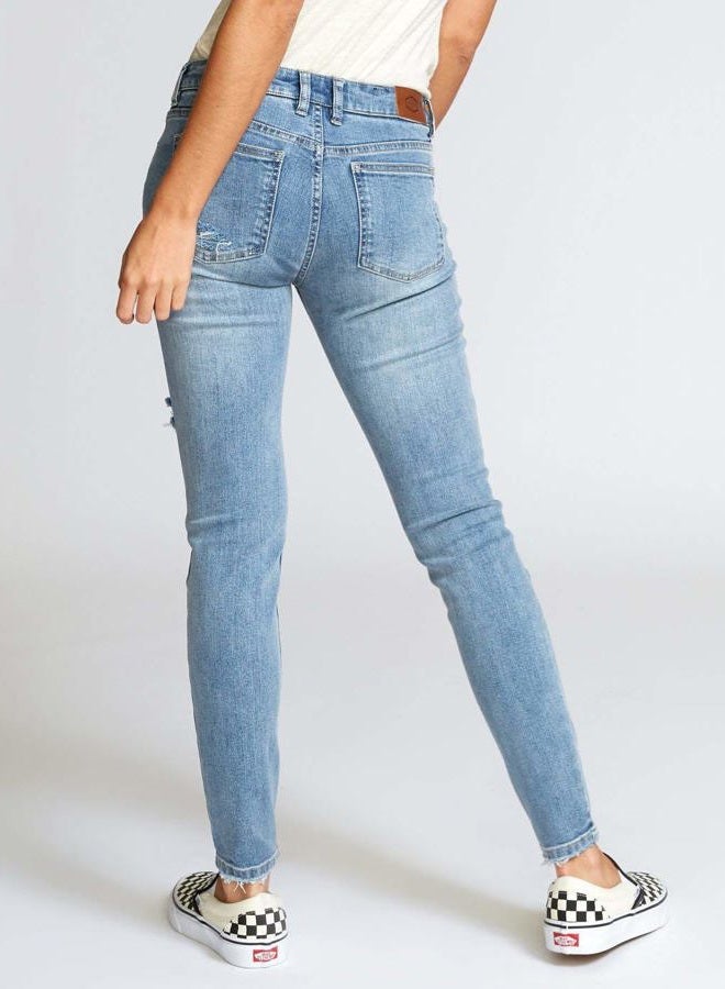 rvca Women's DAYLEY Denim Jean, Vintage Blue, 24 26 - Image 5