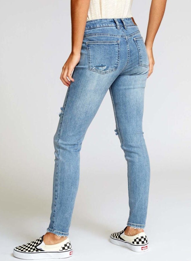 rvca Women's DAYLEY Denim Jean, Vintage Blue, 24 26 - Image 4