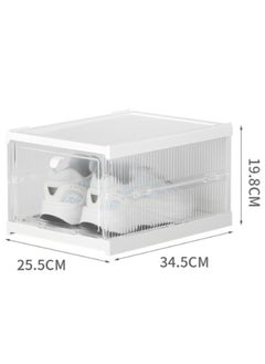 Shoe Boxes Clear Plastic Stackable, Shoe Storage Organizer Boxes Easy Installation All in One Shoe Box with Doors 1 Tier Foldable Shoe Box Space Saving for Closet Entryway Containers Bins