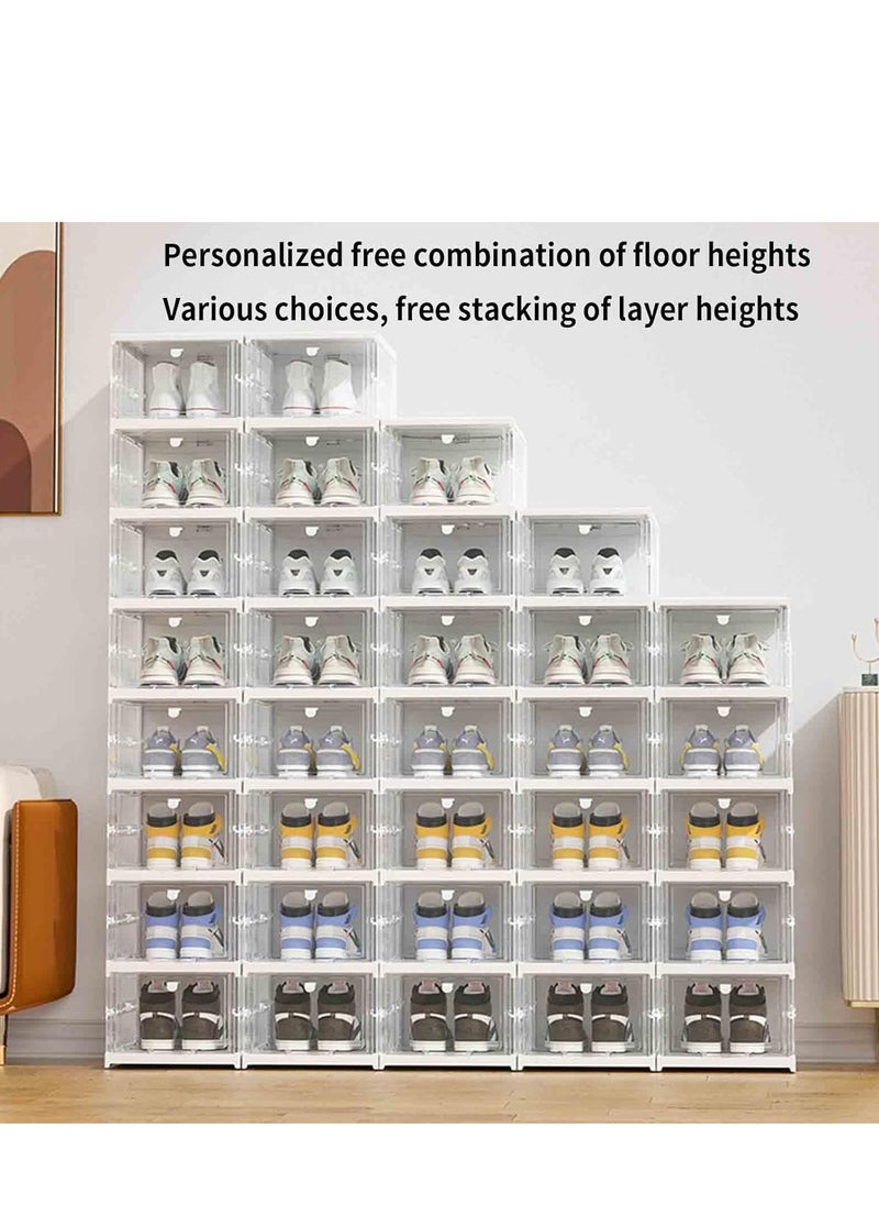 Arabest - Shoe Boxes Clear Plastic Stackable, Shoe Storage Organizer Boxes Easy Installation All in One Shoe Box with Doors 1 Tier Foldable Shoe Box Space Saving for Closet Entryway Containers Bins - Image 1