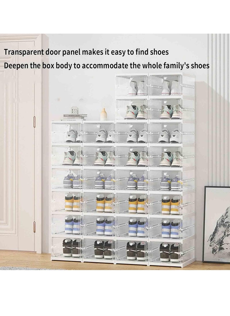 Arabest - Shoe Boxes Clear Plastic Stackable, Shoe Storage Organizer Boxes Easy Installation All in One Shoe Box with Doors 1 Tier Foldable Shoe Box Space Saving for Closet Entryway Containers Bins - Image 1