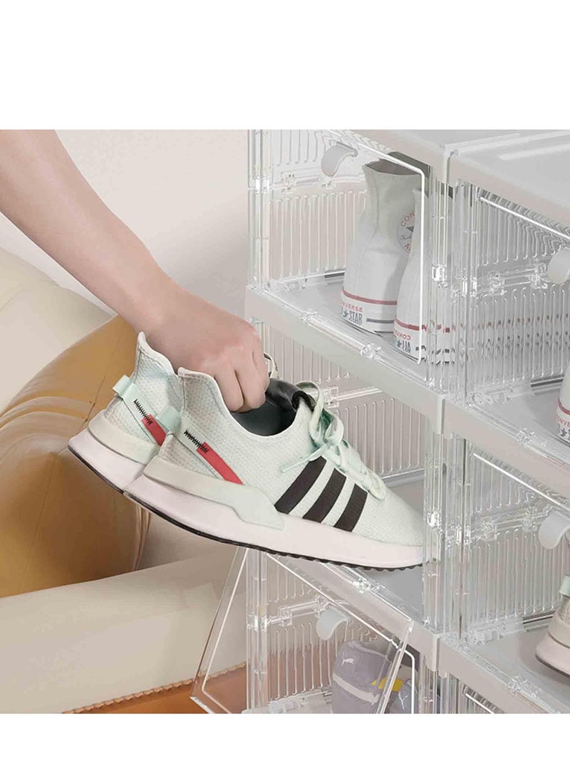 Arabest - Shoe Boxes Clear Plastic Stackable, Shoe Storage Organizer Boxes Easy Installation All in One Shoe Box with Doors 1 Tier Foldable Shoe Box Space Saving for Closet Entryway Containers Bins - Image 1