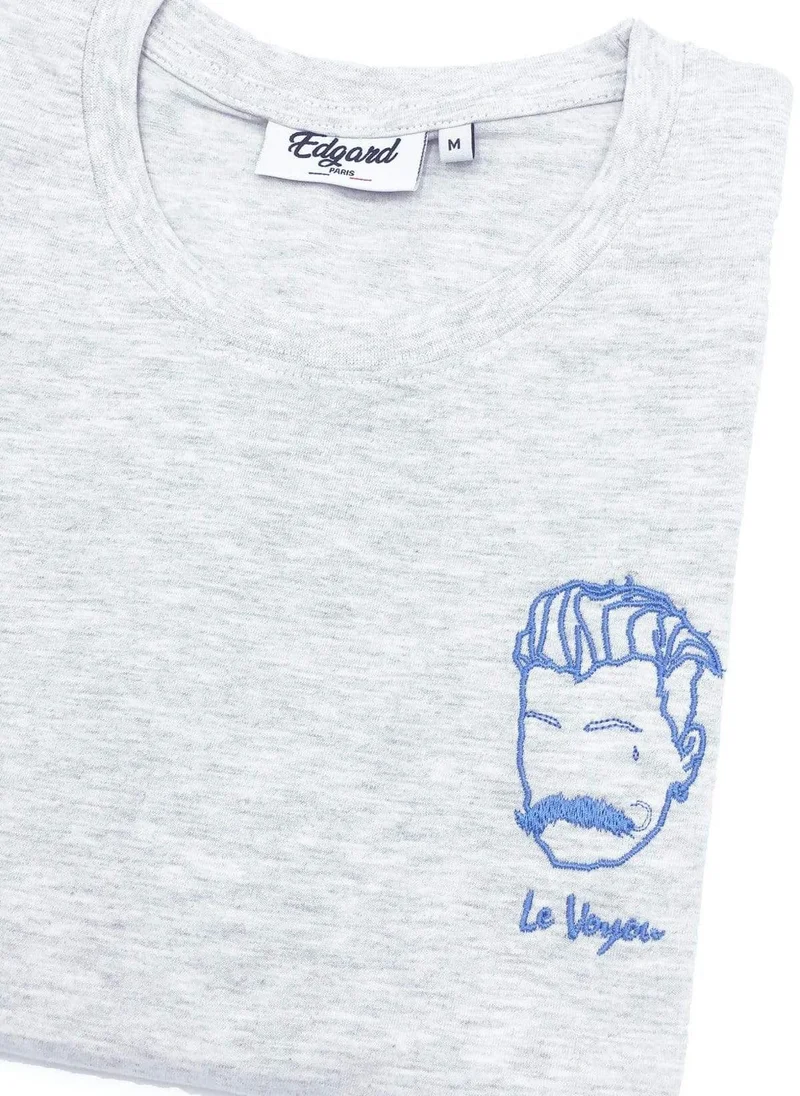 Edgard Paris Le Voyou (The Thug) Embroidered T-Shirt - Grey