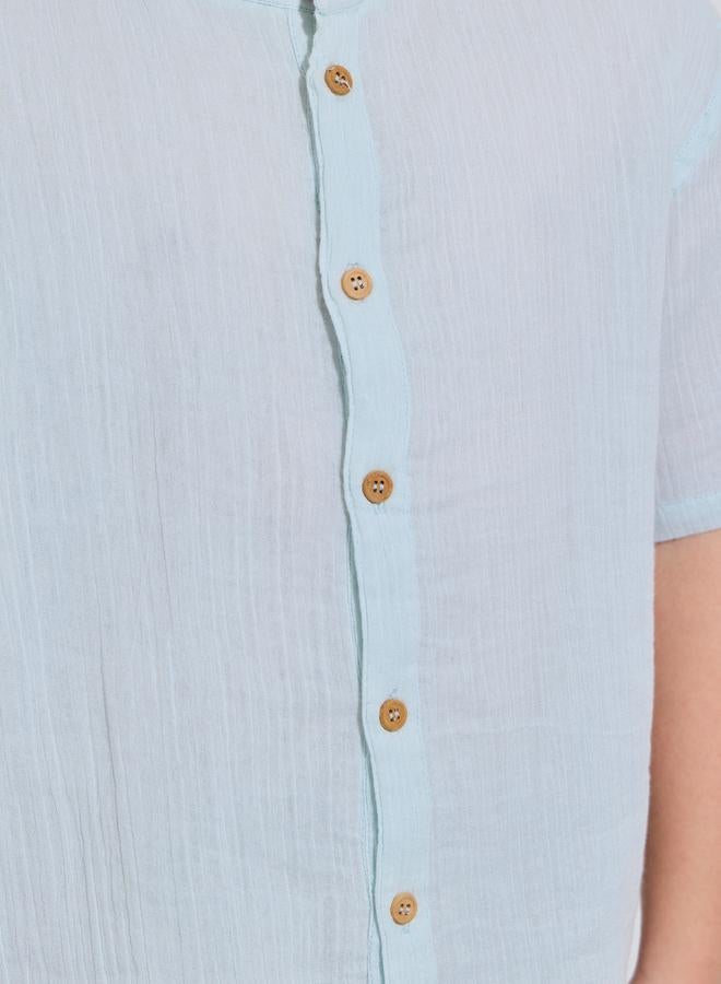 Styli Teen Boys Light Blue Short Sleeves Button-Up Shirt - Image 3