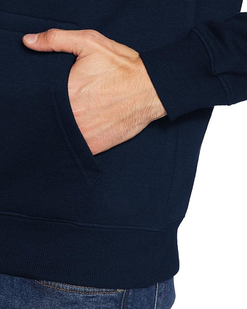 ADRO Men's Cotton Blend Neck Hooded Sweatshirt (H24-NEW-NB_Navy Blue - Image 4
