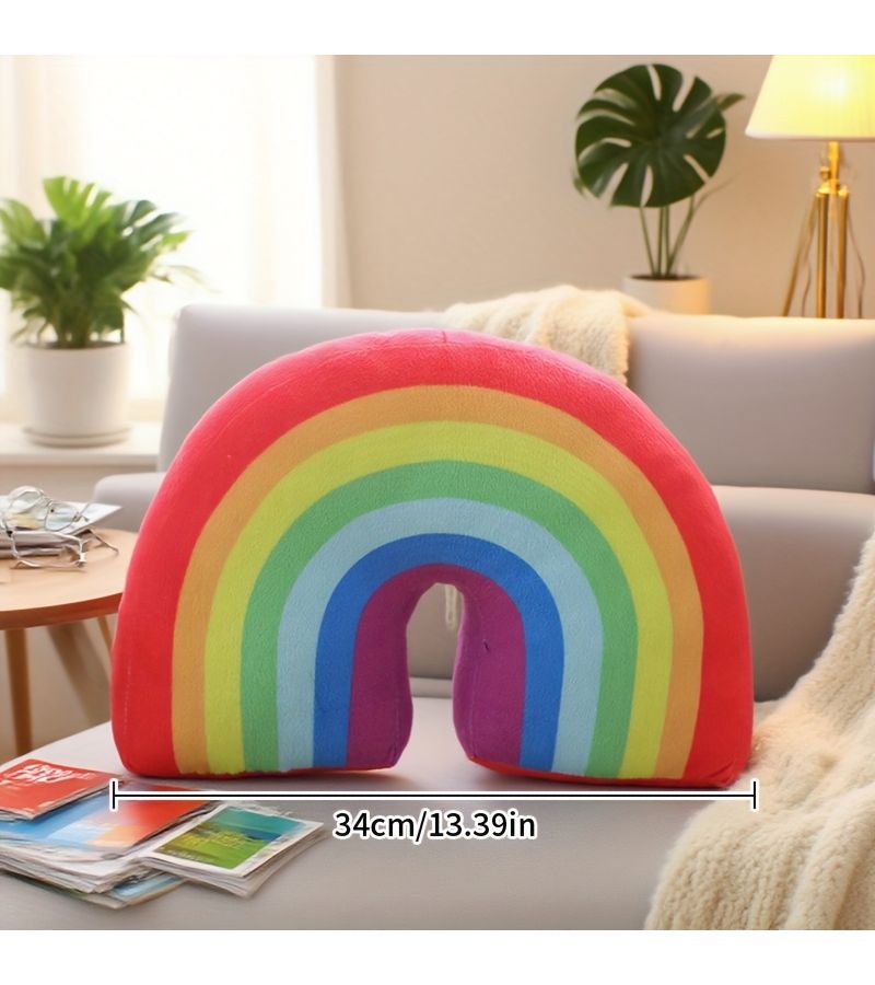 Pink Rainbow Pillow 34cm Soft Decorative Cushion for Living Room Bedroom Office Gift - Image 2