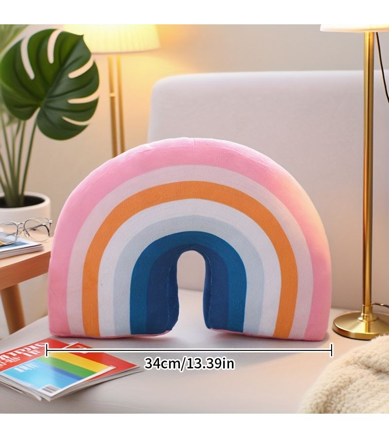 Pink Rainbow Pillow 34cm Soft Decorative Cushion for Living Room Bedroom Office Gift - Image 3
