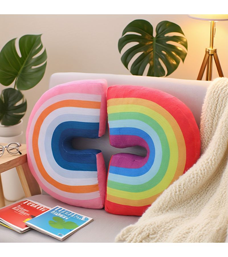 Pink Rainbow Pillow 34cm Soft Decorative Cushion for Living Room Bedroom Office Gift - Image 5