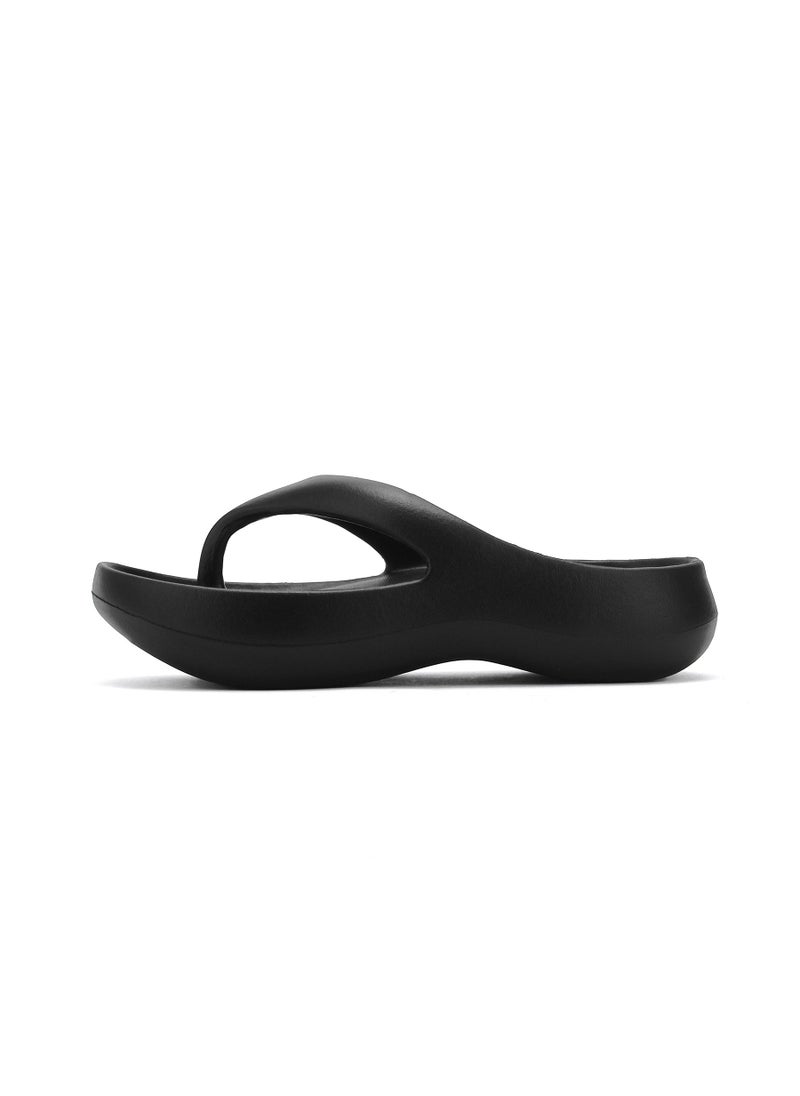 Ladies Summer EVA Platform Flip Flops Black