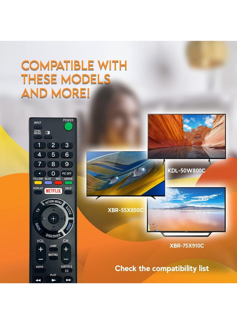 ELTRAZONE - OEM Sony RMT-TX100U Remote Control Compatible with TV Models: XBR-49X800C, XBR48X800C, XBR-49X830C, XBR49X830C, XBR-49X835C, XBR49X835C, and More - Includes Netflix Hotkey with battery - Image 1