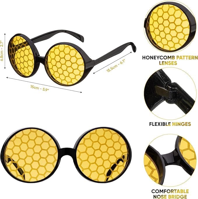 Funcredible Bee Glasses - Honey Bee Costume - Bumble Bee Costume Accessories for Adults and Kids - Image 2