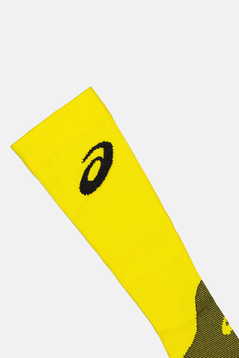 asics Men 1 Pair Plus Calf Brand Logo Compression Socks, Yellow - Image 3