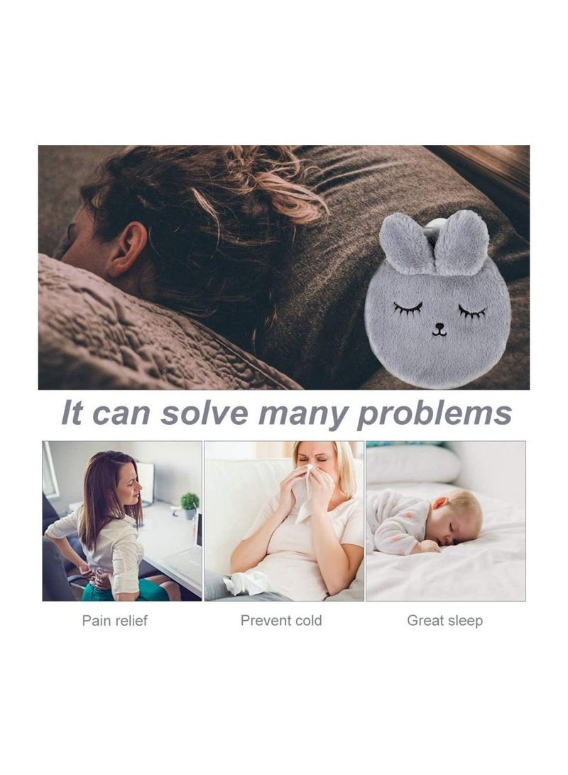 SYOSI Hot Water Bottle with Cover,Rabbit Hot Water Bottles,Hot Water Bottle for Neck and Shoulder Quick Pain Relief Comfort for Arthritis, Headaches,Hot and Cold Therapy - Image 4