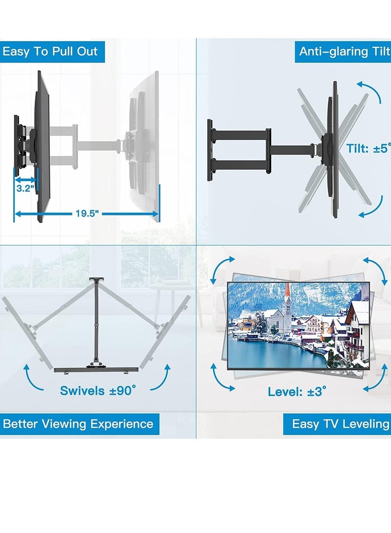 Leostar Lcd, Led Tv Wall Bracket For 36 Inch To 55 180 Degree Rotation And 15 + Tilt View, Swivel Articulating, Full Motion Mount, Black - Image 2