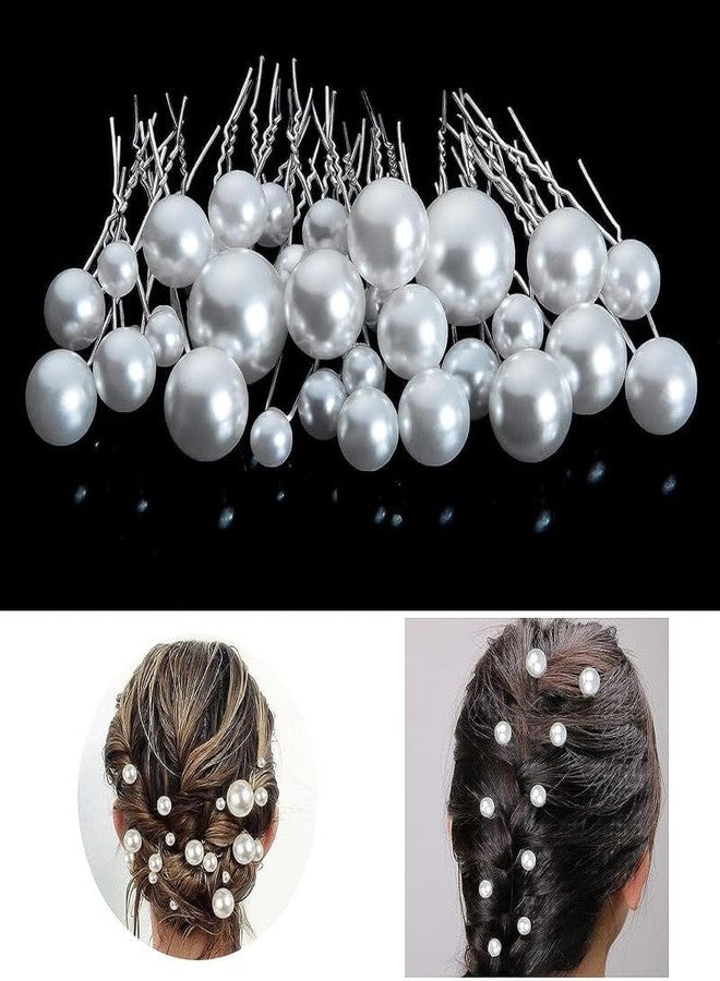 FAMEZA 12 PCS Hair Accessory, Set of 12 Pieces Hair Accessories, Wedding Hairpin, Pearl Hair Clip, Bridal U-Shaped Clip, for Wedding/Birthday (Silver) - Image 3
