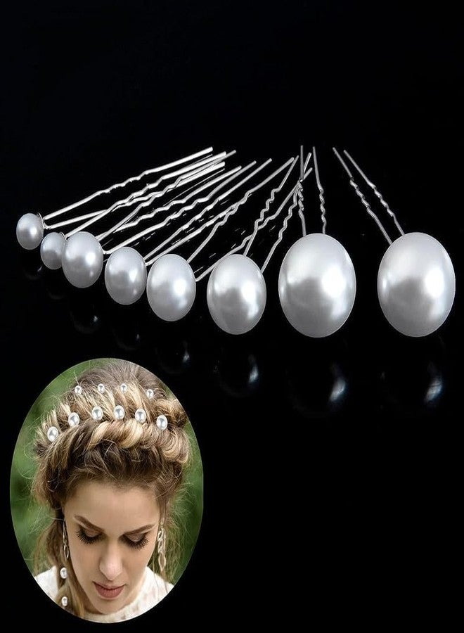 FAMEZA 12 PCS Hair Accessory, Set of 12 Pieces Hair Accessories, Wedding Hairpin, Pearl Hair Clip, Bridal U-Shaped Clip, for Wedding/Birthday (Silver) - Image 2
