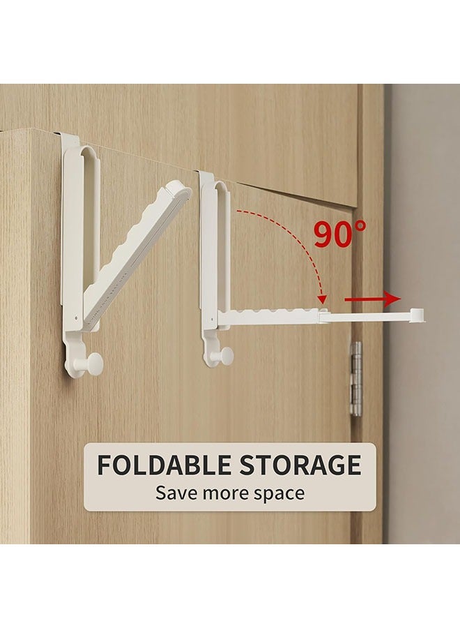 YelaJoy Over The Door Hooks Hanger Fit Door up to 1 3/4",Drying Rack with 6 Groves,Over The Door Hanger with Retractable Rod,Foldable Space-Saving Over The Door Drying Rack for Laundry Bathroom Bedroom,10.63"x13.39"(Milky White, 2 Pack)  - Image 3