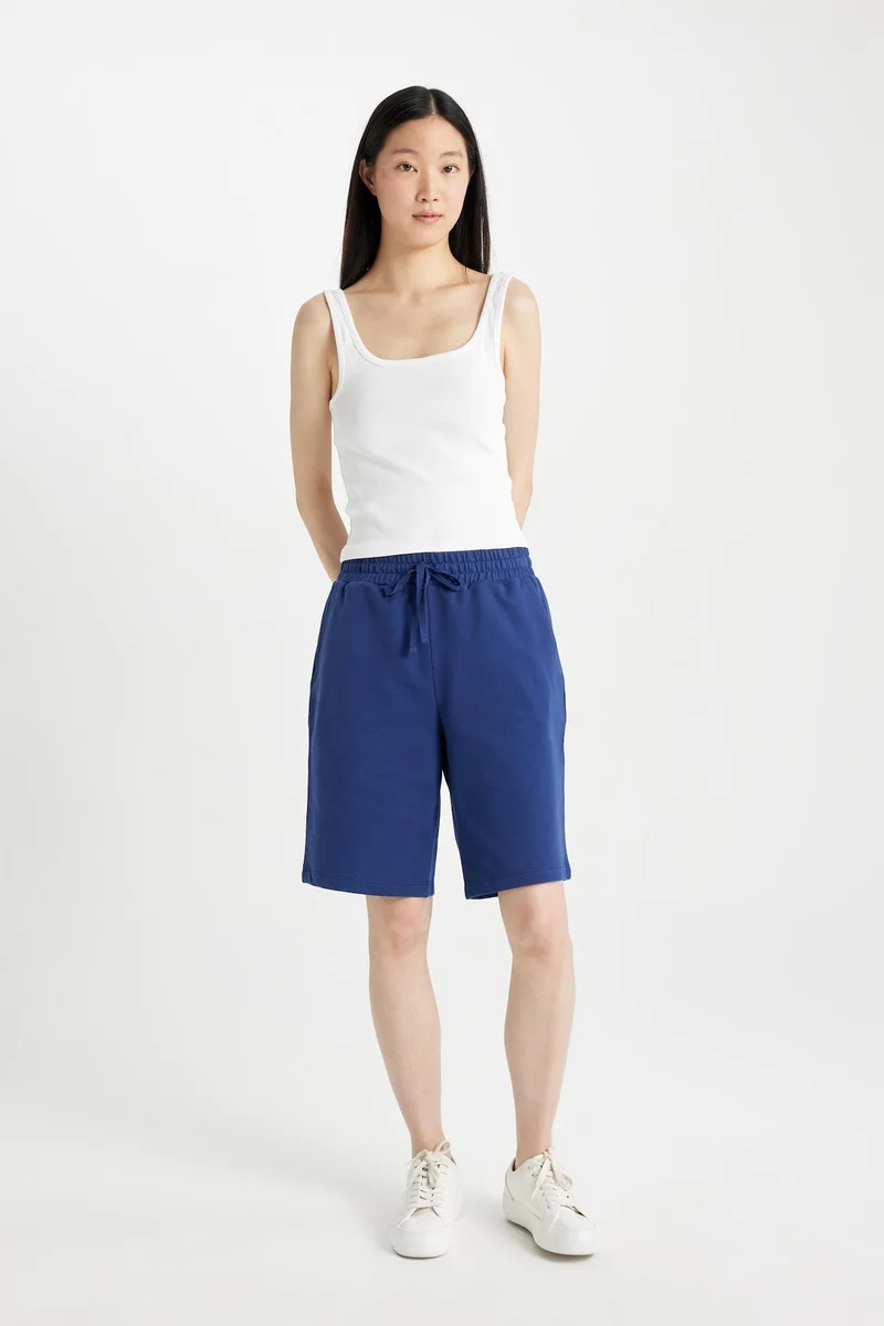 ديفاكتو Regular Fit Elastic Waist Bermuda Shorts