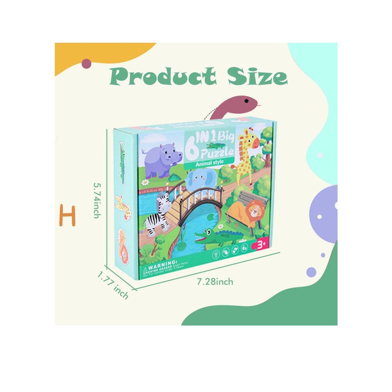 SOLARAE Toddler Puzzle Animal Shape Wooden Block Montessori Jigsaw Puzzle with Board Level-Up Puzzles for Beginner Preschool Learning Toys for Kids Educational Games Kindergarten Gifts for Boys Girls - Image 4