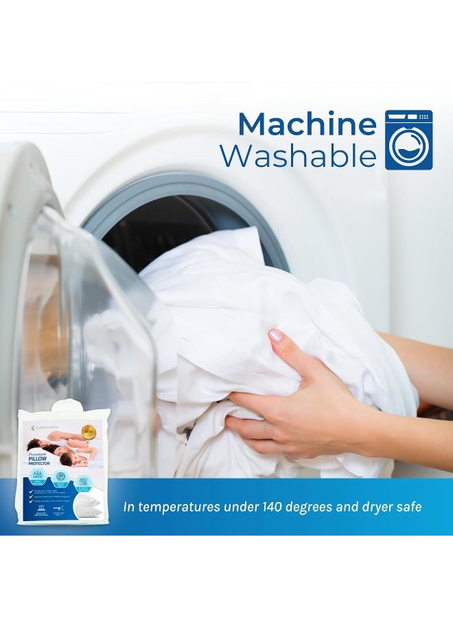 Hygea Natural Set of 2 Pillow Protectors - Water Resistant - Premium Zippered Pillow Covers - Image 5