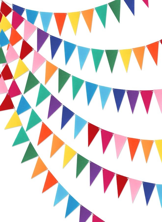 LITAUS Pennant Banner Flags - 6-Pack Pre-Strung Rainbow Party Garland | Felt Triangle Bunting for Birthdays, Baby Showers, Weddings, Pride, Carnival and Festival Decorations - Image 1