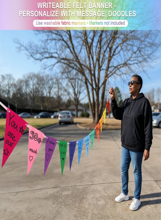 LITAUS Pennant Banner Flags - 6-Pack Pre-Strung Rainbow Party Garland | Felt Triangle Bunting for Birthdays, Baby Showers, Weddings, Pride, Carnival and Festival Decorations - Image 3