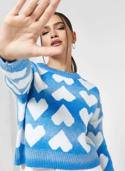ONLY Heart Print Knitted Sweater