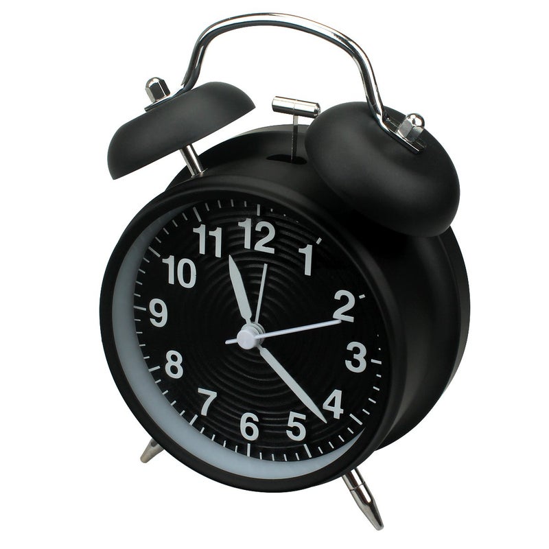 homchen 4 Twin Bell Alarm Clock Non Ticking Battery Operated Old Fashioned Loud Alarm Clock with Nightlight for BedroomsBlack