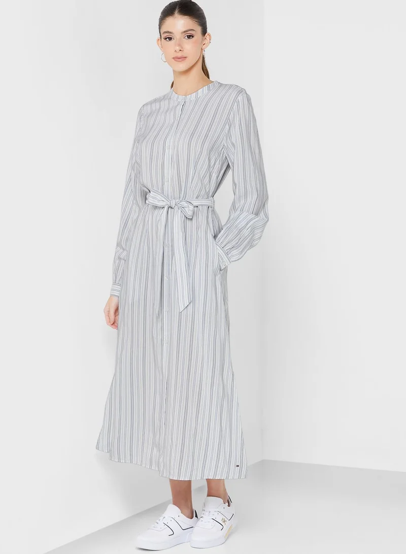 TOMMY HILFIGER Striped Belt Detail Dress