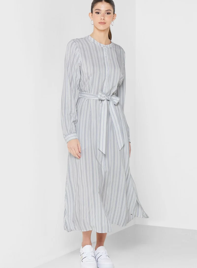 TOMMY HILFIGER Striped Belt Detail Dress