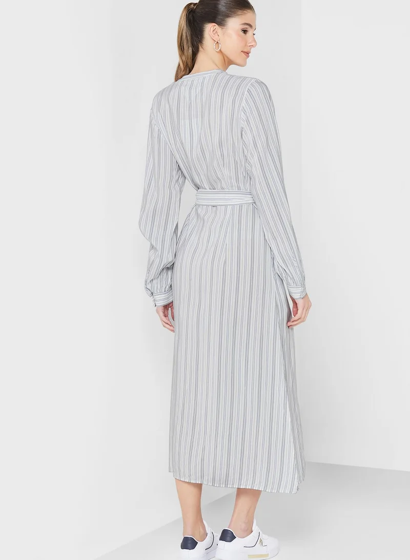 TOMMY HILFIGER Striped Belt Detail Dress