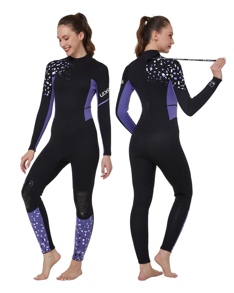 Seaskin Full Wetsuits for Men Womens 3mm Back Zip - Image 2