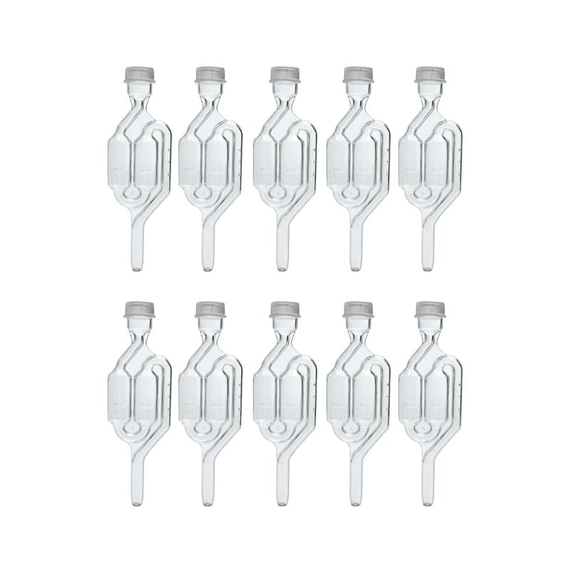 Vintage Shop Fastrack Airlocks for Fermenting (Set of 10) | Bubble Airlock for Wine Making and Beer Making | BPA-Free S-Shaped | Used for Brewing Wine, Beer, Pickles & More | Transparent - Image 1