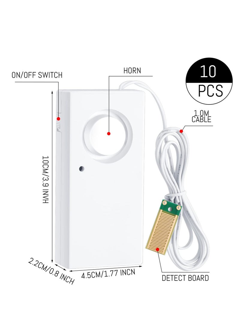 SYOSI - 10 Pcs Water Leak Detector, 120dB Loud Siren, Powered by 9V Battery (not Include), Sensor Alarm for Kitchen Basement Water Heater(White) - Image 1