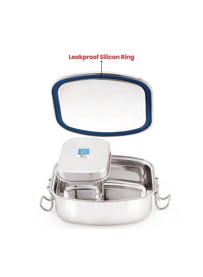 JVL Stainless Steel Leakproof Lunch Box for Kids, Single Layer Tiffin Box for School and Office use with Small Container - Elite - Medium Size - Approximately 500ml - Image 2