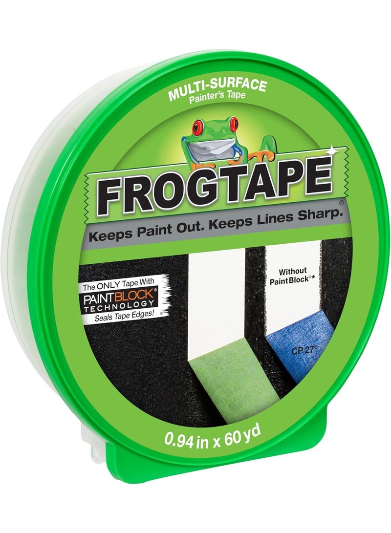 FrogTape Multi-Surface Painters Tape with PAINTBLOCK, 1 Inch Wide (0.94 In. x 60 Yds), Medium Adhesion, Green, 1 Roll (1358463) - Image 1