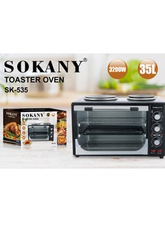 sokany 35L 3200W Glass Multifunctional Household Double Grill Electric Toaster Oven Temp Setting with 2 Years Warranty, Plus Multiple Accessories, SK-535 (Black)  - Image 4