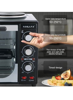 sokany 35L 3200W Glass Multifunctional Household Double Grill Electric Toaster Oven Temp Setting with 2 Years Warranty, Plus Multiple Accessories, SK-535 (Black)  - Image 5