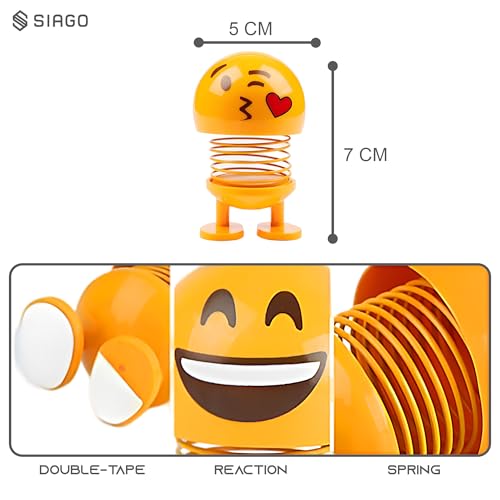 SIAGO SIA127 Spring Cute Smiley Doll Car Ornament | Bouncing Dashboard Decor with Cheerful Face | Interior Car Accessory for Men & Women (Yellow, Pack of 4) - Image 5