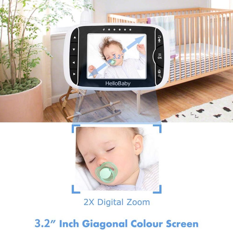 Hello Baby - 3.2-inch Color LCD Screen Video Baby Monitor W/ Remote Camera - Image 2