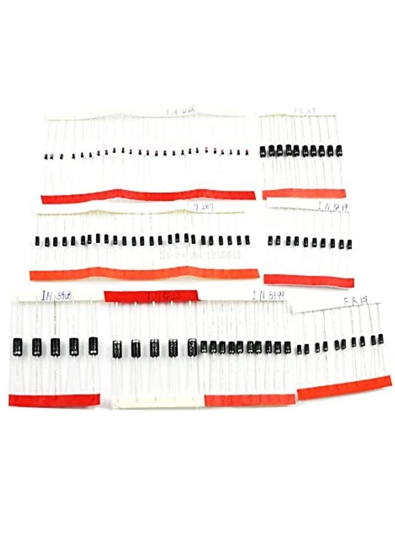 Generic - Diode Assorted Kit 1N4148 1N4007 1N5819 1N5399 1N5408 1N5822 FR107 FR207 Electronic Components - Image 1