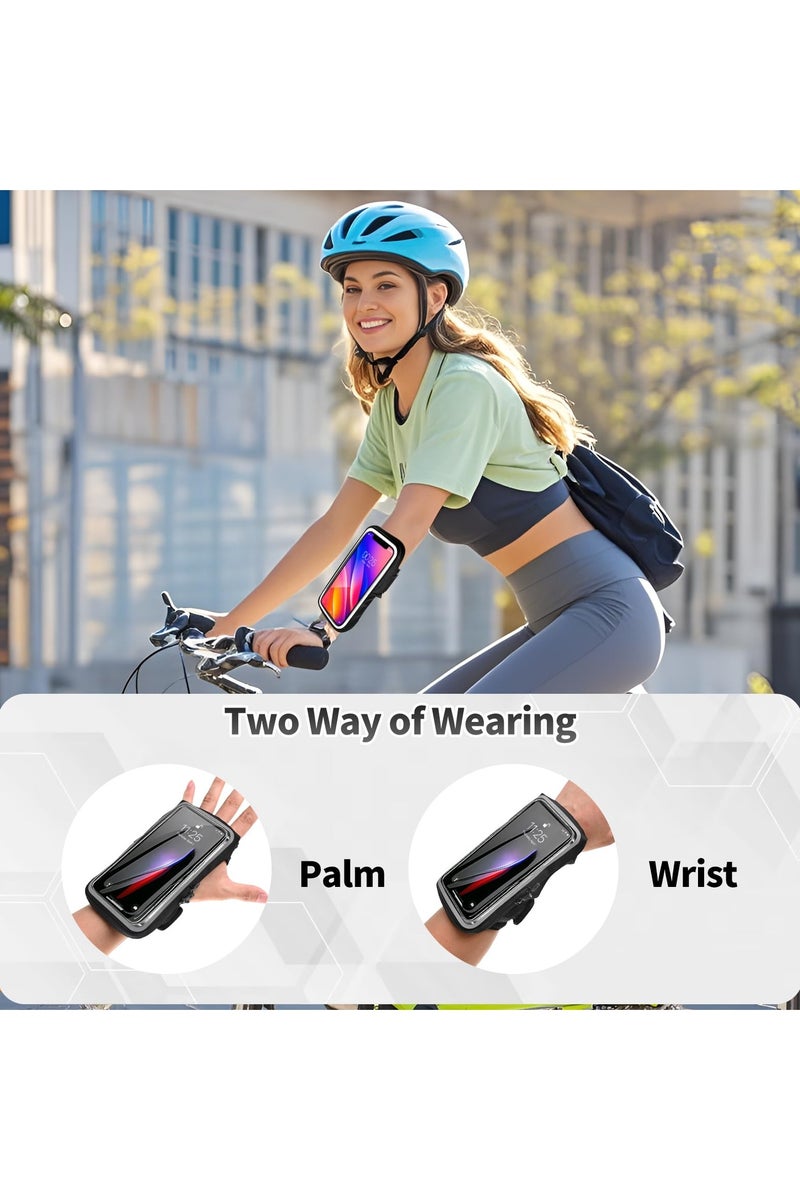 Flushrenic Running wristband phone holder, forearm armband, running armband with card slot, compatible with iPhone Pro Max Plus (16/15/14/13/12/11/X/XR), compatible with Galaxy S24/S10, phone holder for phones up to 7.0 inches (black) - Image 3
