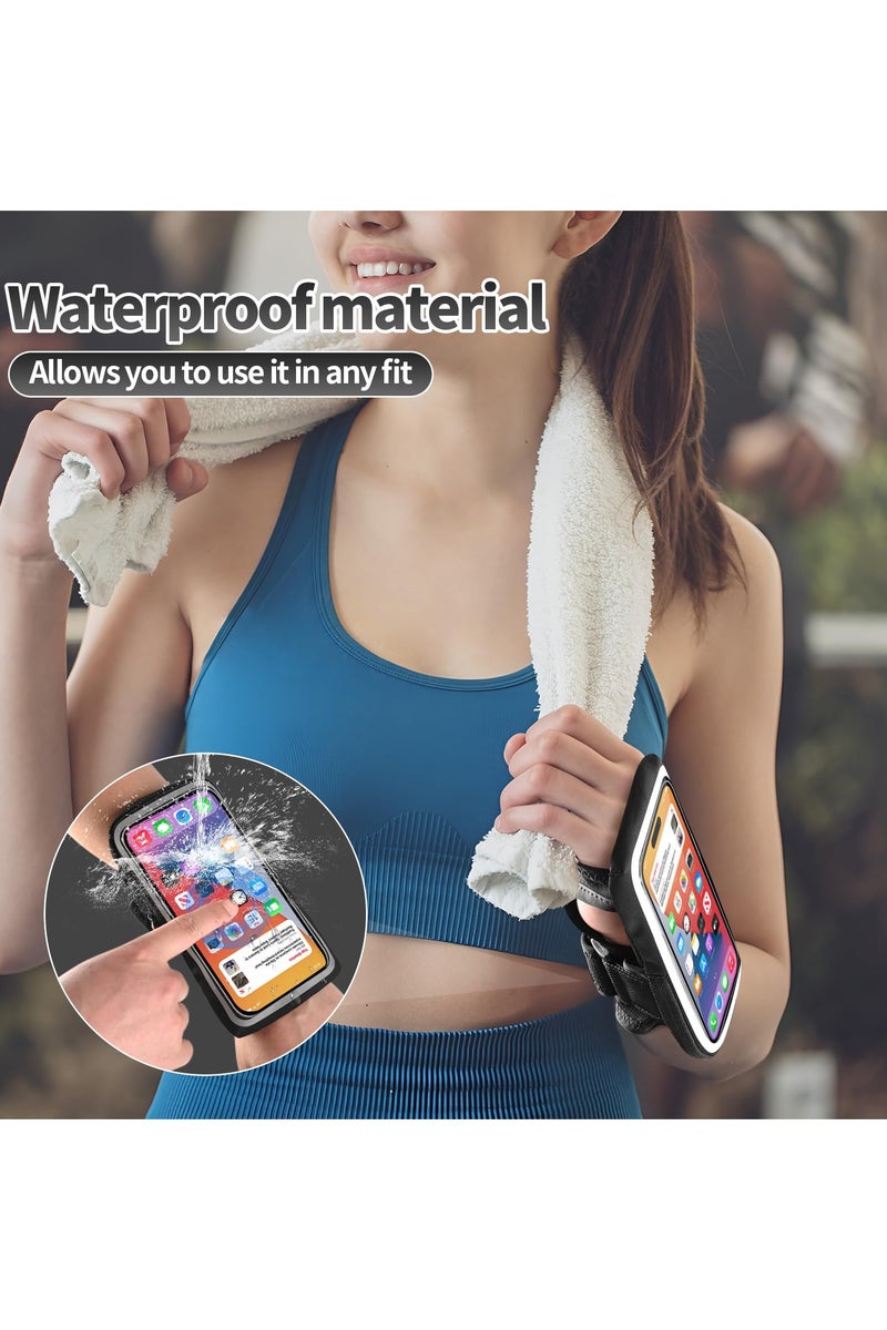Flushrenic Running wristband phone holder, forearm armband, running armband with card slot, compatible with iPhone Pro Max Plus (16/15/14/13/12/11/X/XR), compatible with Galaxy S24/S10, phone holder for phones up to 7.0 inches (black) - Image 4