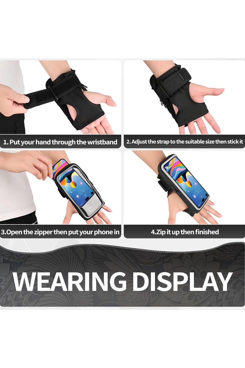 Flushrenic Running wristband phone holder, forearm armband, running armband with card slot, compatible with iPhone Pro Max Plus (16/15/14/13/12/11/X/XR), compatible with Galaxy S24/S10, phone holder for phones up to 7.0 inches (black) - Image 5