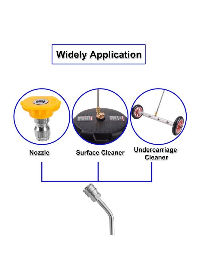FIXFANS Pressure Washer Wand, 45 Degree Curved High Pressure Power Washer Extension Wand with 5 Spray Nozzles, 1/4 Inch Quick Connect Undercarriage and Gutter Cleaner Attachment, 15 Inch - Image 5