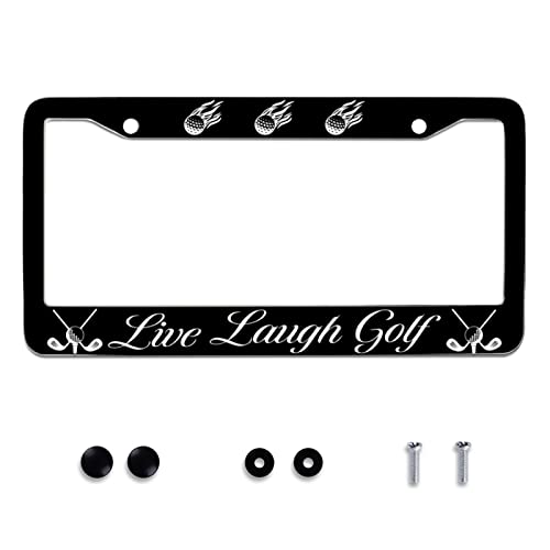 Omw2fyb Live Laugh Golf Golfer Personalise License Plate Frames License Plate Frame Car Universal Accessories Stainless Steel Cars Decor Fits Standard US Vehicles Size 122 x 6 Men Women - Image 1