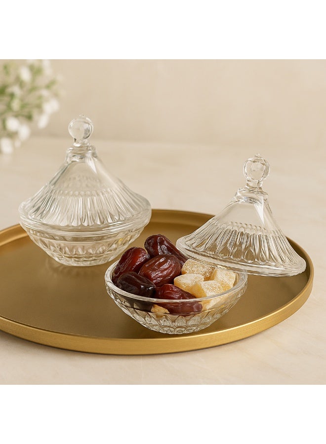 Green Apple Set of 2 multi-purpose clear glass dates 12.5x12 - Image 1