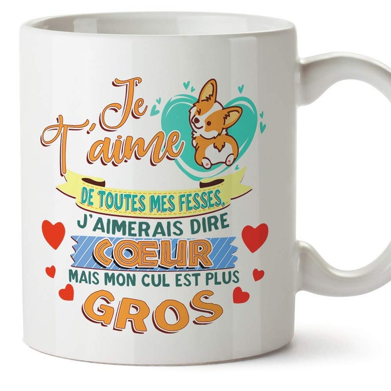 Mugffins Funny MugMug Je taime de Tous Mes Fesses I Love You from All My Fesses Funny Gift with Humorous Messages - Image 1