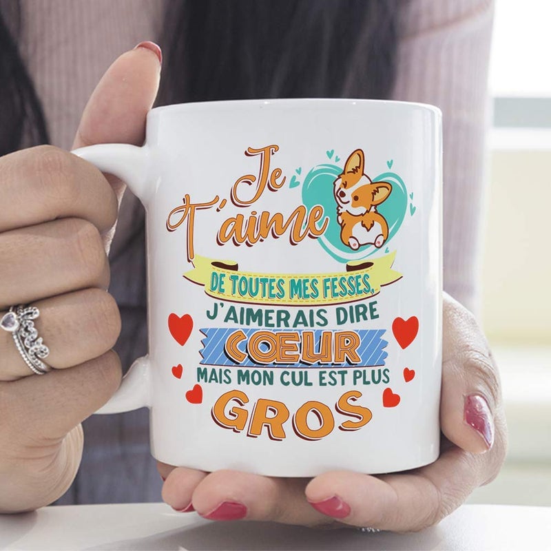 Mugffins Funny MugMug Je taime de Tous Mes Fesses I Love You from All My Fesses Funny Gift with Humorous Messages - Image 2