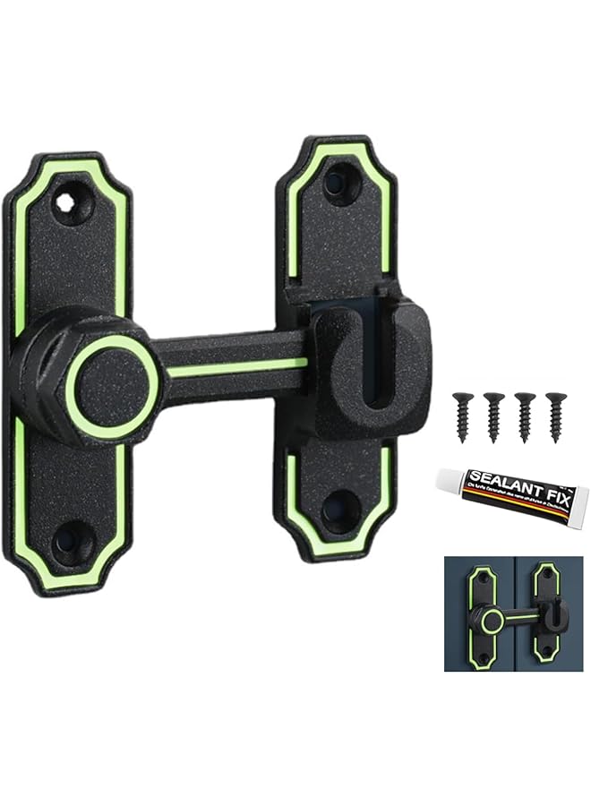 promass Sliding Bolt Locks, Luminous Black Sliding Bolt Locks, Heavy Duty Wardrobe Door Locks, Flip Door Locks, Gate Latch Clasp Lock, for Barn Doors, Bathroom, Outdoor, Garage, Window - Image 1